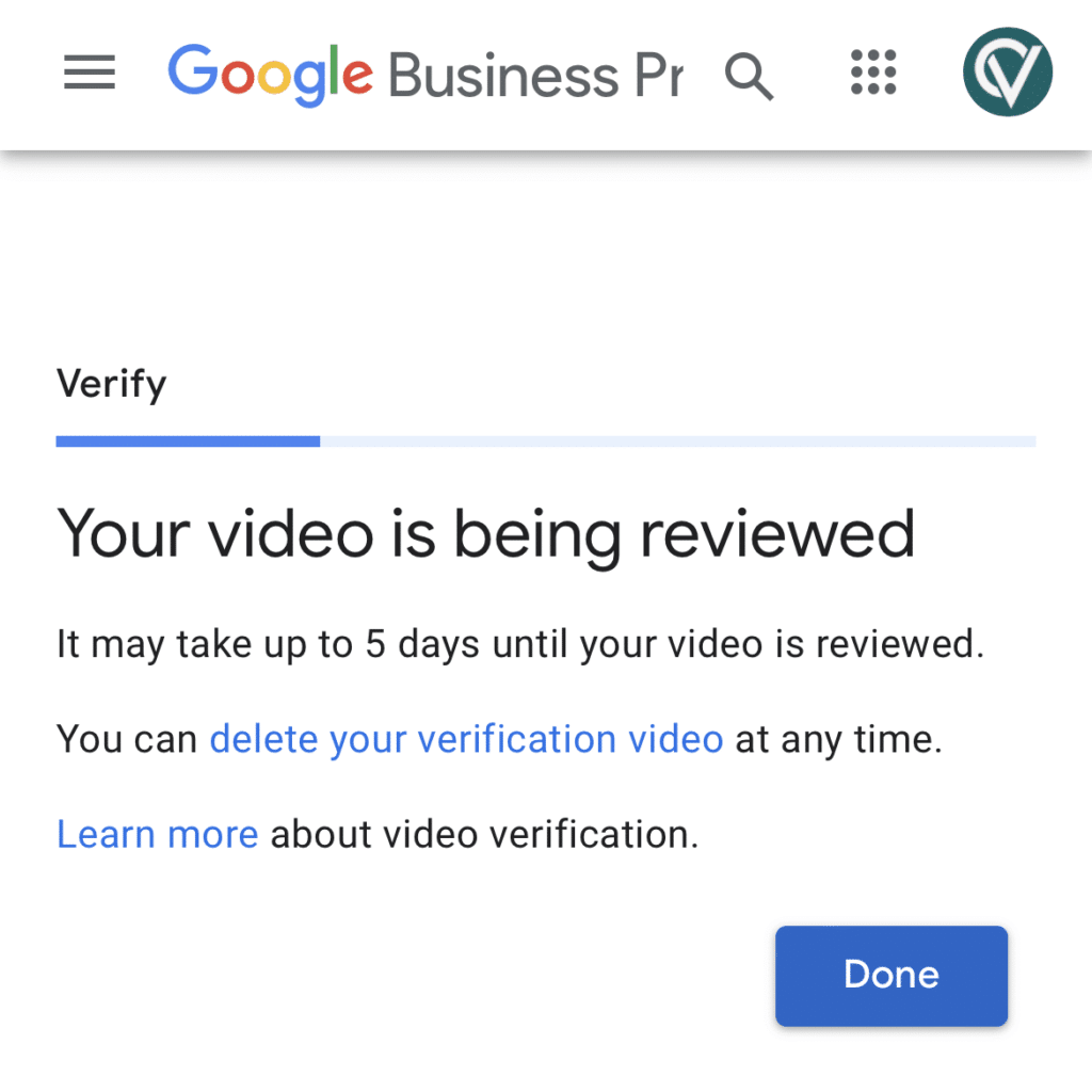 A screenshot showing proof that the video has been uploaded to Google Business Profile portal