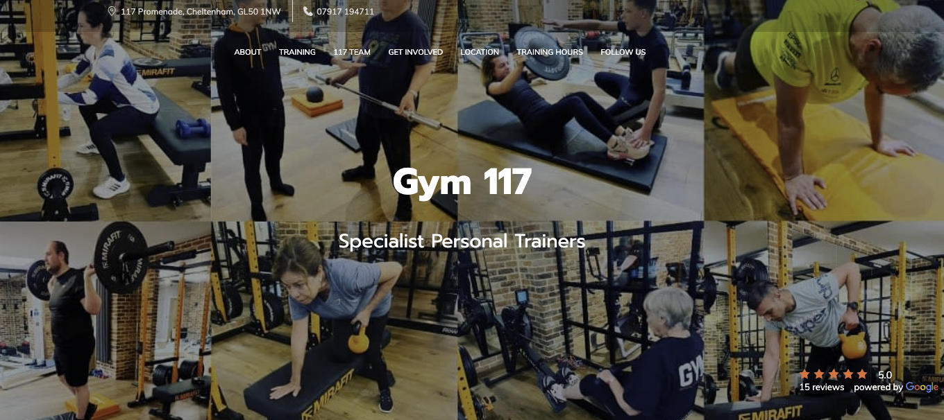 gym 117 homepage